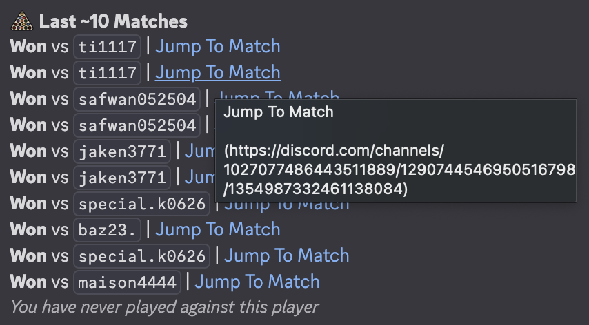 Match Link in Profile